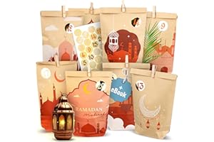 ‎AMARI AMARI ® Ramadan Tüten (30 Tüten inklusive Sticker & Klammern) - Ramadankalender zum Befüllen - Ramadan Kalender Tüten - Ramadan Kalender Bastelset