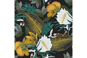 YULLPAPER Papel Pintado Pared Hojas de Palma Doradas Vinilo Adhesivo Muebles Cocina Autoadhesivo Para Encimera Mesas Lavadora Exterior Decoracion Habitacion Salones Flores Blanco Papel Pared Moderno Impermeable