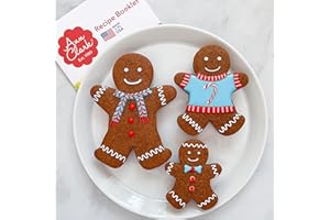 Ann Clark Cookie Cutters Juego de 3 cortadores de galletas hombre de jengibre con libro de recetas - 7,8, 9,5 y 12,7 cm - Acero fabricado en EE. UU.