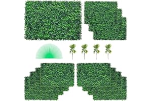 VEVOR Plantas Hiedra Artificial 61 x 40,6 cm, Plantas Artificiales Decorativas 12 Piezas Estera de Seto Artificial de Boj con Espesor de 4 cm Jardín Vertical 100% PE Plantas Artificiales Colgantes