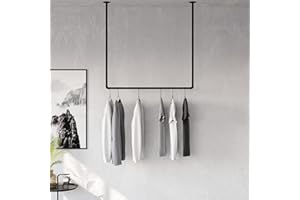 pamo Sufitowy drążek na ubrania w stylu vintage industrialny - wieszaki sufitowe do wieszaków w kolorze czarnym z rur wodnych