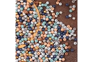 DAHI 500stk bunt holzperlen mit loch 500 Stück holzkugeln holz perlen bastelnperlen für DIY Schmuck Herstellung (bunt-10mm)