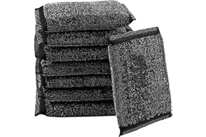 VYLRO 8 Piezas Absorbente De Metal Esponja Plato De Uso,13×8,5×2cm Reutilizable Esponjas Acero Inoxidable Dos Caras,Espuma No Absorbente Arañazos para Suciedad Grifos,Barandillas Balcón,Ollas Y Sartenes