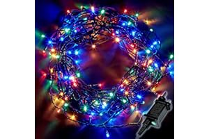 NETTA Christmas Tree Fairy Lights - 10M 100 LED Mains Powered, Waterproof Outdoor String Light, 8 Modes Plug in Lighting Outside Indoor & Outdoor Garden Xmas Decorations - Multicolour