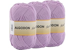 ETREXONLINE Gomitolo Filato 220 Metri di 100% Cotone Perfetto per Maglia e Uncinetto – Colore Lilla 100 gr x 3 Pezzi