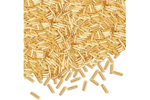 GKELALY 4000 Stück Röhrenperlen 2x7mm Rocailles Perlen für Armbänder, Lange Glasperlen Gold Tube Perlen Gerade Röhrchen Perlen Bastelperlen Kleine Perlen für DIY Halskette Ohrring Handwerk