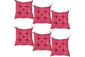 Viste tu hogar Pack 6 Cojines para Silla 45 x 45 cm, Relleno de Poliester con Diseño de Rayas, Cómodas y Blandas, Ideal para la Decoración de Cocina, Salón o Terraza, Fabricado en España, Rojo Liso