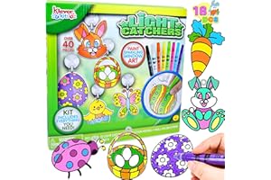 Klever Kits 18 Pcs Easter Suncatchers Crafts Set, Easter Suncatcher Window Art Craft Kit for Kids Easter Art & Crafts Home School Activities Easter Party Favor Easter Craft Party Supplies