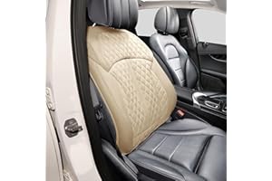 POKSRI Guero Genuino Piel de Vaca Funda Asiento Coche,Protector Fundas para Cojines del Respaldo del Asiento,Funda Coche Asiento Cubierta Forro Universales(Beige,Respaldo Delantero)