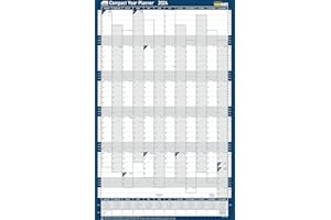 Sasco 2024 Compact Yearly Wall Planner, Paper Mini Whiteboard Poster Style Dry Erase Calendar, Small Wall Planner with Dry Erase Pen & Stickers, Wall Chart & Notice Board, Portrait, Blue, 405x610mm