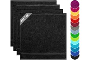 Lashuma 4er Set Frottee Geschirrtücher 50x50 cm, Linz Baumwoll Küchenhandtücher Schwarz
