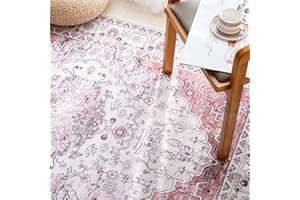 Carvapet Alfombras de Pasillo 90x150cm Alfombra Corredor Antideslizante Largo Alfombras de área Lavable Medallón Flor Alfombra para el Salón Dormitorio(Rosa)