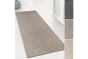 ‎FLOORDIREKT Floordirekt Teppichläufer Kalkutta - Sisaloptik - Tiger-Eye-Design - Teppich Läufer Wohnteppich Flurläufer Küchenläufer (Taupe, 80 x 300 cm)