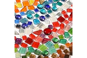 Worown Bunte Polygon Mosaikfliesen, Mini Glas Mosaiksteine für DIY Kunsthandwerk, Wohndekoration, Fotorahmen, Blumentöpfe, Spiegel (ca.240g)