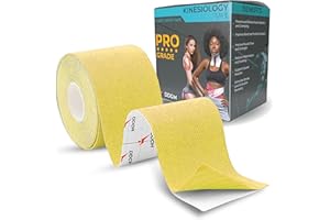 DDGM Kinesio Tape professionale. Cerotto a nastro per taping kinesiologico adesivo impermeabile. Ottima benda elastica per tutore ginocchio e articolazioni. Ottimo nastro adesivo seno.(1 Roll, Giallo)