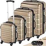 TecTake® Set Valigie Trolley Rigide, 4 Valigie con Scocca in Plastica ABS, Rotelle Girevoli a 360°, Maniglia Telescopica in A