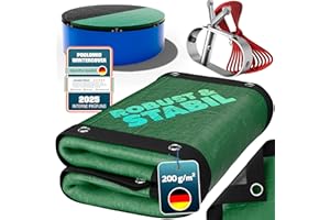 BOOTEUNDMEER poolomio Round Pool Cover for Pools Diameter 360/366-390 cm 2-in-1 Solar Tarpaulin & Winter Cover Robust 200 g/m² PE Pool Tarpaulin UV Resistant, Algae & Real Dimensions: Diameter 460 cm