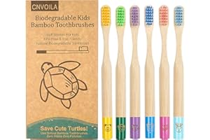 CDILOGO Cepillo de dientes de bambú, cepillos de dientes ecológicos para bebés y niños, cepillo de dientes suave de viaje sin residuos, paquete de 6