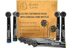 Humble Earth Recyclable Toothbrush Heads Compatible with Oral-B Electric Toothbrush, Charcoal Bristles (Pack of 8)