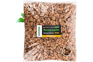 KORK-DEKO 10 litri di granulato di sughero, molto grande (10–30 mm), per fioristiche e decorazioni, substrato per piante, riempimento per vasi, per terrari e modellismo (trucioli, lettiere, pavimenti)