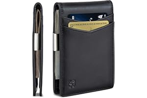 SERMAN Brands Portfel z klipsem na pieniądze – męskie portfele, wąska kieszeń przednia z blokadą RFID, minimalistyczny mini składany, czarny (Charcoal Black), wąski