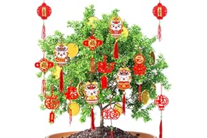 Mauts Chinese New Year Decorations 2024 Ornaments Chinese Knot Pendant Red Hanging Ornaments,Lucky Fu Pendants for New Year Home tree Car ornaments Trees Spring Festival New Year (Red, 46)