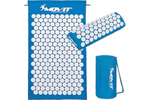 MOVIT Tapis d'acupression, modèle TUINA (75x44x2,5cm) INCL. Coussin & Sac ou modèle ZHIYA (130x50x2,5cm) INCL. Coussin, testé Contre Les substances nocives, Housse 100% Coton, Massage, 10 Couleurs