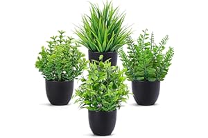 BTSD-home 4 Pack Fake Plants Small Artificial Plants Indoor for Home Office Bathroom Desk Decor