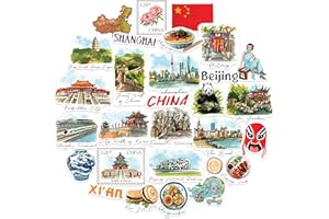 Navy Peony Pegatinas de Viaje a la Antigua China (28 uds) — Para Scrapbooks, Diarios