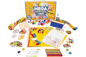 abeec Set Scrapbooking | Kit Creativi per Bambini | Kit Bricolage | Contiene Penne Gel, Carta A4, Colla, Perline, Forbici, Glitter, Pulitori a Pipa, Bastoncini per Lecca Lecca