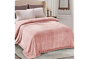 Whale Flotilla Flannel Fleece King Size Blanket for Bed, 264x230 CM, Soft Fluffy Velvet Bed Blanket with Decorative Chevron Pattern for All Season, Warm and Lightweight, Pink