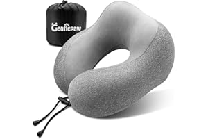 ‎GENTLEPAW Gentlepaw Nackenhörnchen, Nackenkissen für Reise in Flugzeug, Auto, Zug, Memory Foam Reisekissen Erwachsene, U-förmiges Kissen, Kopfkissen Abnehmbarer (Grau)