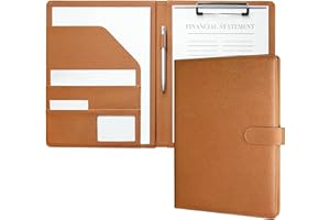 Mymazn Carpeta Portadocumentos A4 Carpeta con Pinza,Portafolios A4 de Piel, Protège-document Pour Bloc-notes Standard de Format Avec Poche Intérieure (Impresión Palma Marrón)
