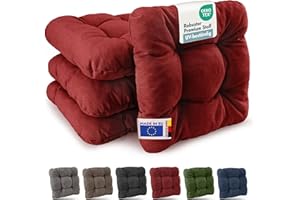 ‎BEAUTISSU Beautissu 4er Set Premium Stuhlkissen 40x40 cm Rot – UV-beständig & Robust Sitzkissen Outdoor 8 cm dick Polster für Balkonstühle – Gartenstuhl Sitzpolster Stuhl Kissen Indoor – HighLux SK