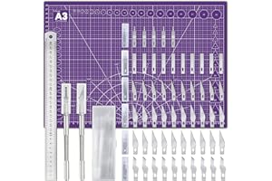 MIUZEI Cutting Mat Set A3 with Steel Ruler - Self-Healing Craft Mat for Sewing, Fabric & Drawing Projects Purple