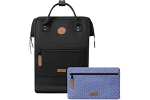CABAÏA CABAIA - Sac à Dos Adventurer Berlin - Large 23L - Déperlant - Compartiment Ordinateur Portable 15" - 2 Poches - Certifié Vegan - Sac Voyage, Affaires, École pour Homme et Femme - Noir