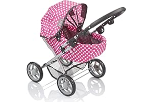 Molly Dolly My First Dolls Pram - Adjustable Toy Pram for Girls Age 2-5 Year Old - Baby Doll Pram - Dolls Toy Pushchair Stroller