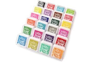 Bestele 24 Couleurs Lavable Coussins Encreurs pour Enfants, D'empreintes Digitales Rainbow Couleur Craft Ensemble de Tampon Encreur pour Tampons de Cartes et Enfants DIY Scrapbooking