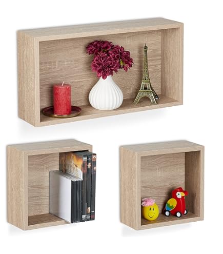 Zwevende Planken Set 5five - Set Van 3 Zwevende Bamboe Wandplanken (42, 32, 22 Cm) Met Onzichtbare Bevestiging Plankjes Voor Aan De Muur