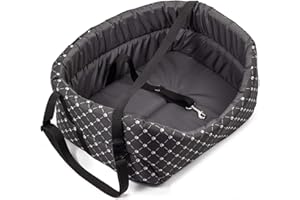 BOUTIQUE ZOO BoutiqueZoo uniwersalne siedzisko samochodowe dla psa, na przednie i tylne siedzenie pasażera, nadaje się do prania, odporne na ścieranie, legowisko i torba, rozmiar M: 51 x 40 cm, kolor czarny/ciemnoszary – poliester