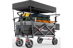 TRESKO® Handcart Foldable with Roof, Cooling Compartment and Side Roller Blinds | Hand Trolley Max. Load 150 kg | Transport Trolley with Solid Rubber Tyres & Parking Brakes (Front & Rear) and 3-Point