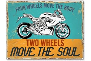 itsperfectfor Motorcycle Sign. 4 Wheels Move the Body 2 Wheels Move the Soul. Sportsbike Bike Metal Motorbike Plaque Garage. Size Large.