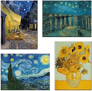 Quadri Famosi Stampa Su Tela Con Telaio In Legno 8 Pezzi 40x30 Cm Van Gogh Botticelli Monet Modigliani Leonardo Da Vinci Munch Vermeer