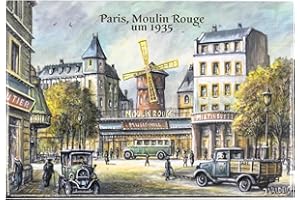 KOVA VALDEIG Paris Magnete per frigorifero – Moulin Rouge 1935 – Magnete per frigorifero Souvenir Francia, souvenir di Parigi, magneti per bambini, per fri