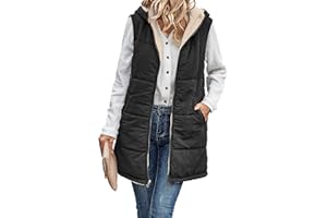 Famulily Women's Fleece Long Gilets Body Warmer Padded Reversible Sleeveless Vests Zip Up Outwear Jacket