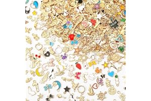 SANNIX 400Pcs Breloques Creation Bijoux Pendentifs en Émail Doré pour Bijoux, Bracelets, Colliers, Boucles d'Oreilles 14 cm Alliage sans Pierres Précieuses
