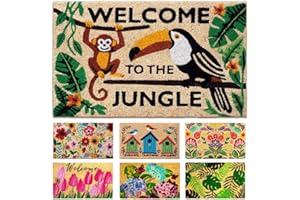 LUA VIKA Felpudo Entrada casa Originales - Welcome to The Jungle - 40x70 cm - Alfombra Entrada casa Exterior e Interior - Felpudo Coco - Resistente y Antideslizante