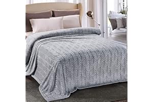 Whale Flotilla Flannel Fleece King Size Blanket for Bed, 230x264 CM Soft Fluffy Velvet Bed Blanket with Decorative Vintage Pattern for All Season, Warm and Lightweight, Silver Grey