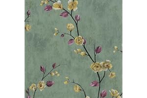 Hode Carta da Parati Adesiva Muro per Mobili Camera da Letto Moderna Verde Floreale Vintage Lavabile Cassetti, 44cmx3m Pellicola Adesiva per Mobili Fantasia, Armadio Cucina Impermeabile