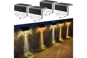 AGOTD Lampy solarne do ogrodu na zewnątrz, 4 sztuki, wodoszczelne, lampy solarne do dekoracji ogrodu, lampy ścienne z 2 trybami pracy, ciepła biel, bursztyn, na taras, do ogrodu, schodów, ogrodzeń